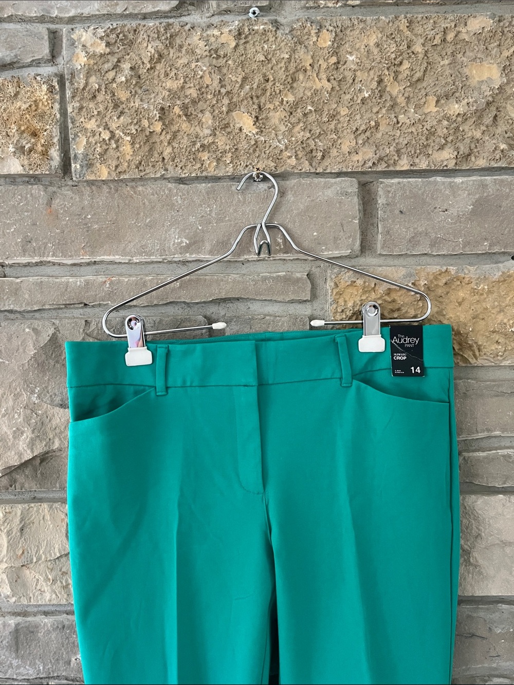 New York & Company The Whitney Pant Slim Leg Crop Size 14 Teal - Picture 3 of 13